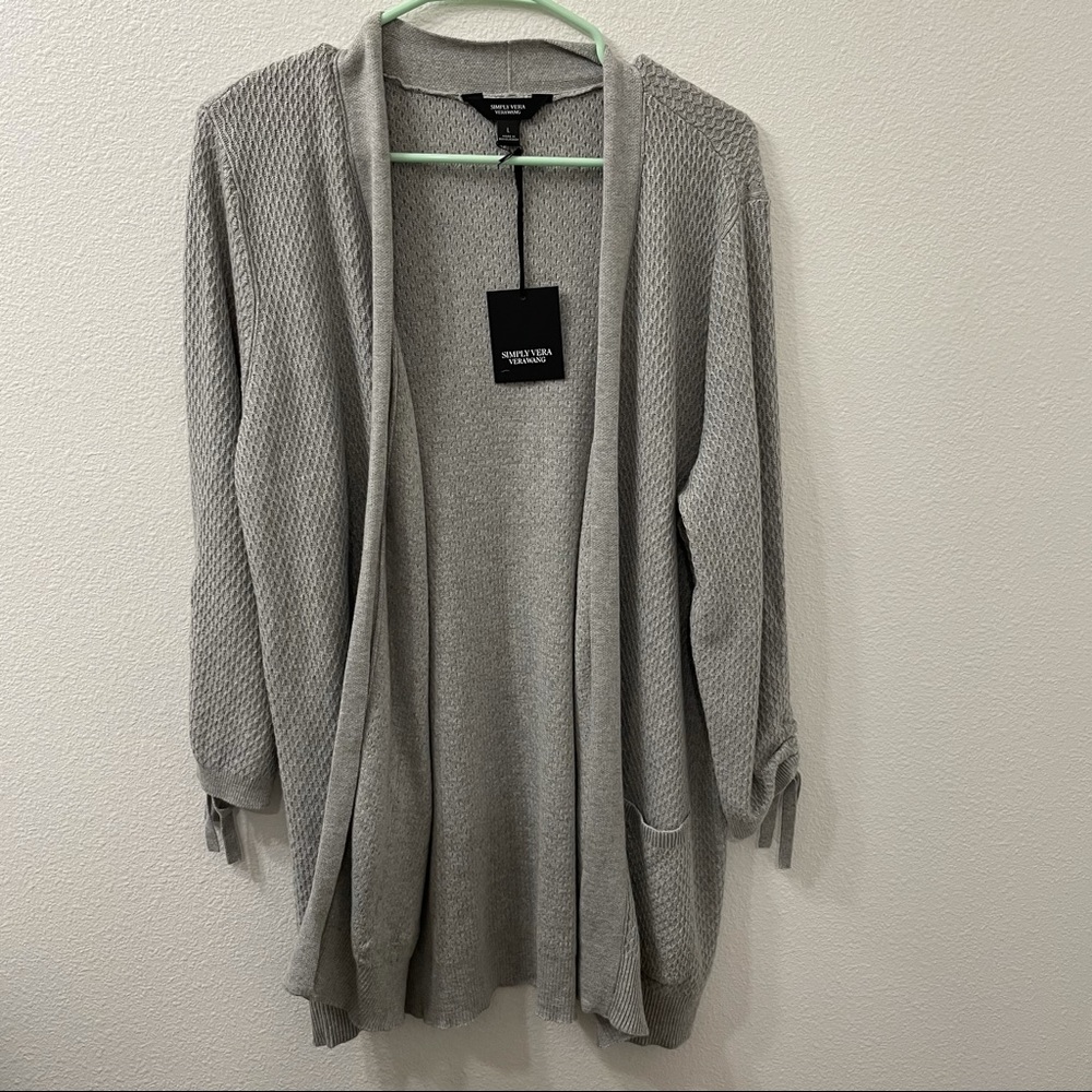 Simply Vera Vera wang cardigan gray large NWT